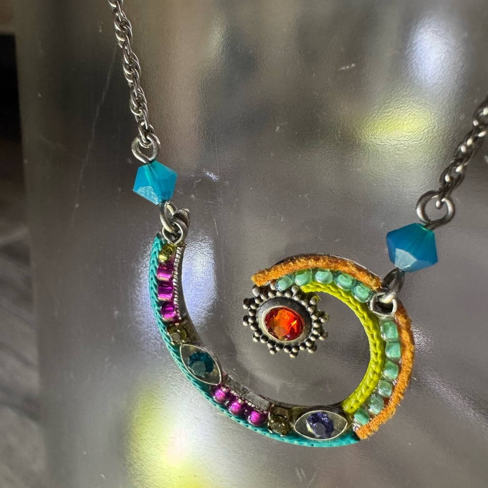 Vintage Firefly Crescent Necklace